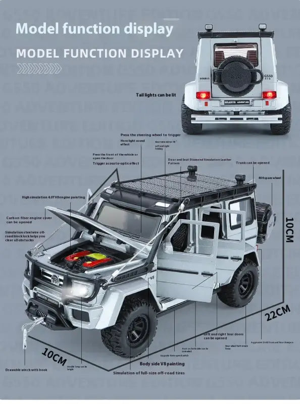 Mercedes AMG G63 1:24 Metalowy Model Samochodu z Efektami Dźwiękowymi i Świetlnymi