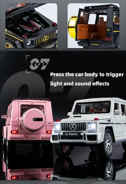 Mercedes AMG G63 1:24 Metalowy Model Samochodu z Efektami Dźwiękowymi i Świetlnymi