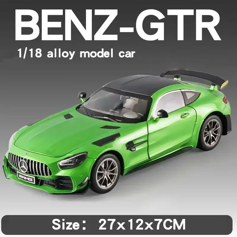 Mercedes-Benz AMG GTR 1:18 – Metalowy Model Z Dźwiękiem i Światłem - Zielony bez pudełka