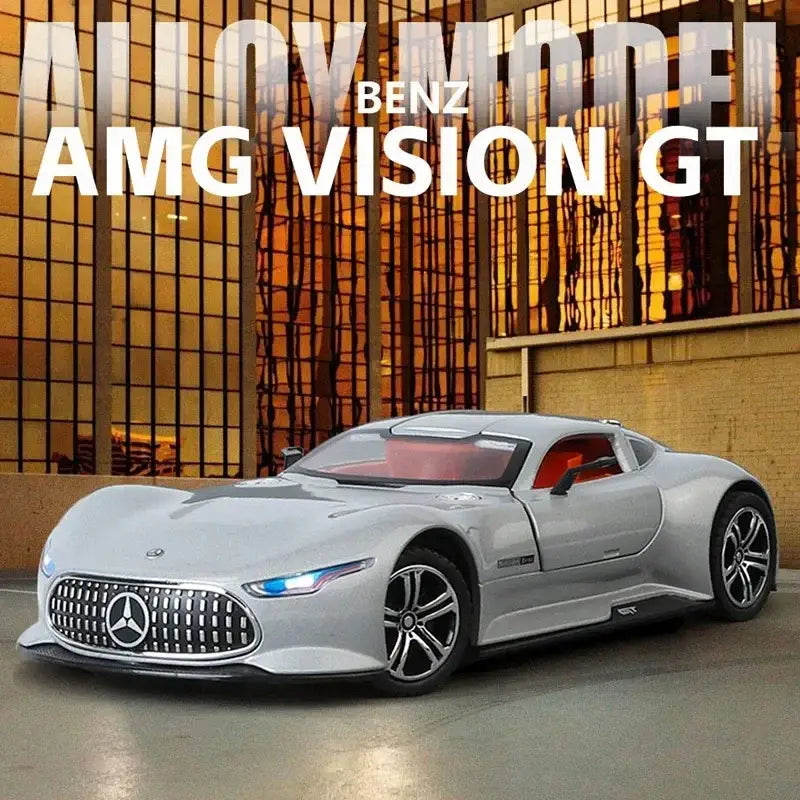 Benz AMG Vision GT 1:24 – Metalowy Model Samochodu Kolekcjonerskiego - Srebrny z pudełkiem