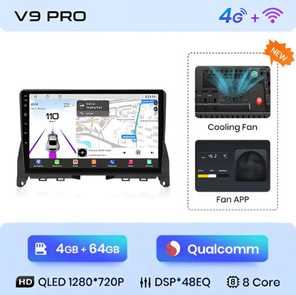 V9 pro 4g+ wifi dotykowy ekran qled z wentylatorem do mercedes-benz c-class w204 z intuicyjnym interfejsem i jakością dźwięku