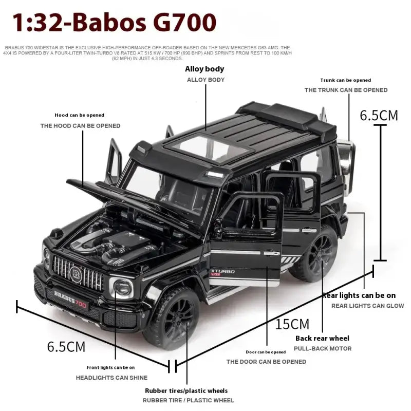 G700 Mercedes 1/32 – Metalowy Model Off-road SUV z Dźwiękiem i Światłem
