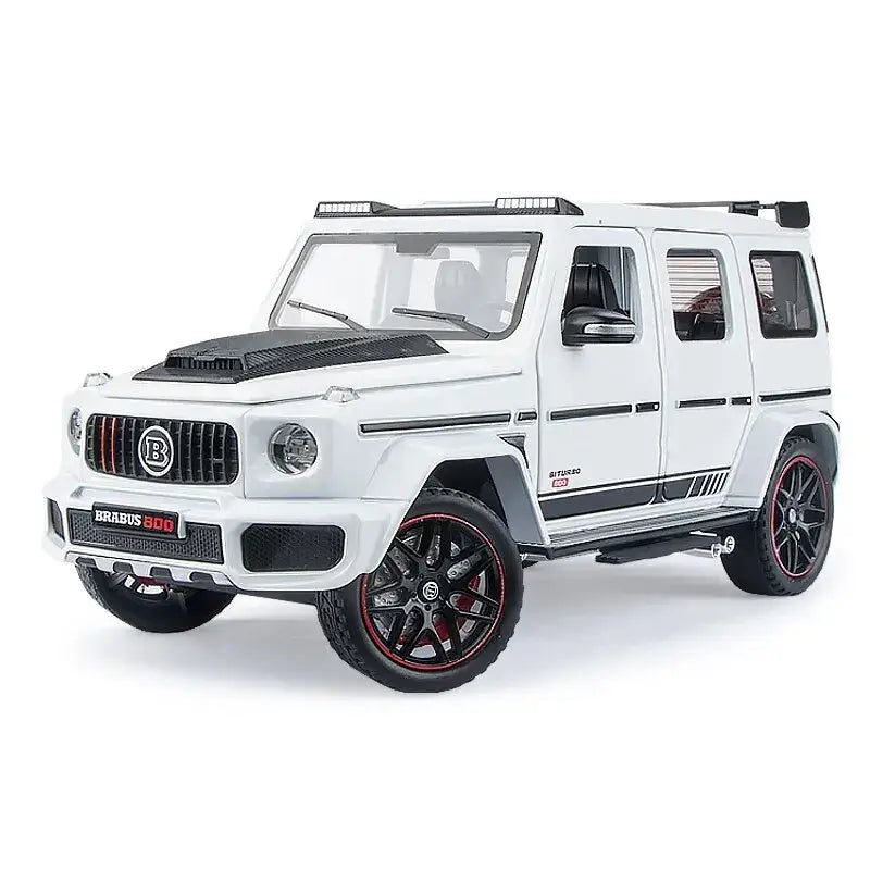 G700 Mercedes 1/32 – Metalowy Model Off-road SUV z Dźwiękiem i Światłem - Biały z pudełkiem