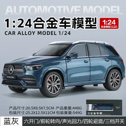 Mercedes-Benz GLE350 SUV 1:24 - Metalowy Model Samochodu z Efektami Dźwiękowymi i Świetlnymi - Niebieskie z pudełkiem