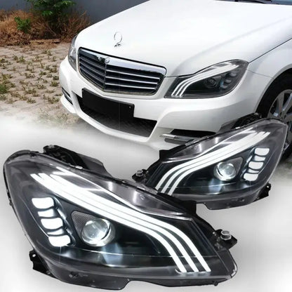 Lampy Przednie do Mercedes Benz W204 LED z DRL i Sygnałem (2011-2013) C200 C260 - Multigenus