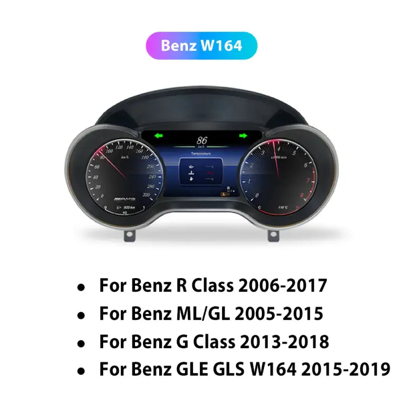 Nowoczesny 12,3-calowy LCD Klaster do Benz dla R Class ML GL G GLE GLS W164 2006-2019 z Wirtualnym Kokpitem