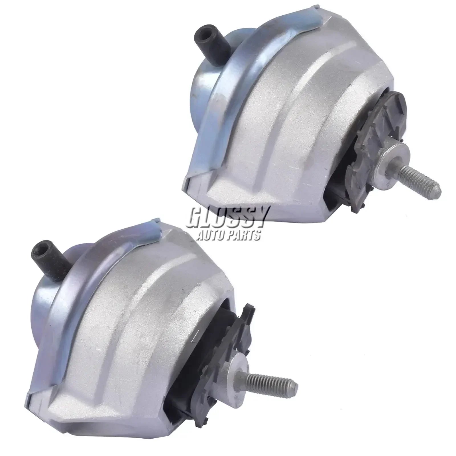 Srebrne metaliczne mocowanie silnika ap03 z czarnymi gumowymi tulejami do bmw serii e60 e61 e63 e64