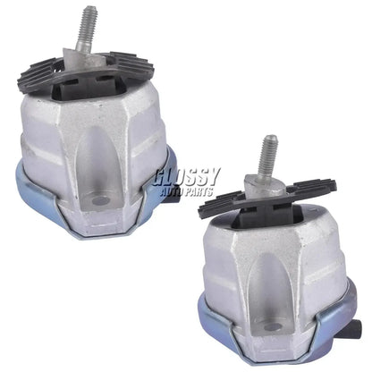 Srebrno niebieskie mocowania silnika z czarnymi gumowymi elementami do bmw serii e60 e61 e63 e64