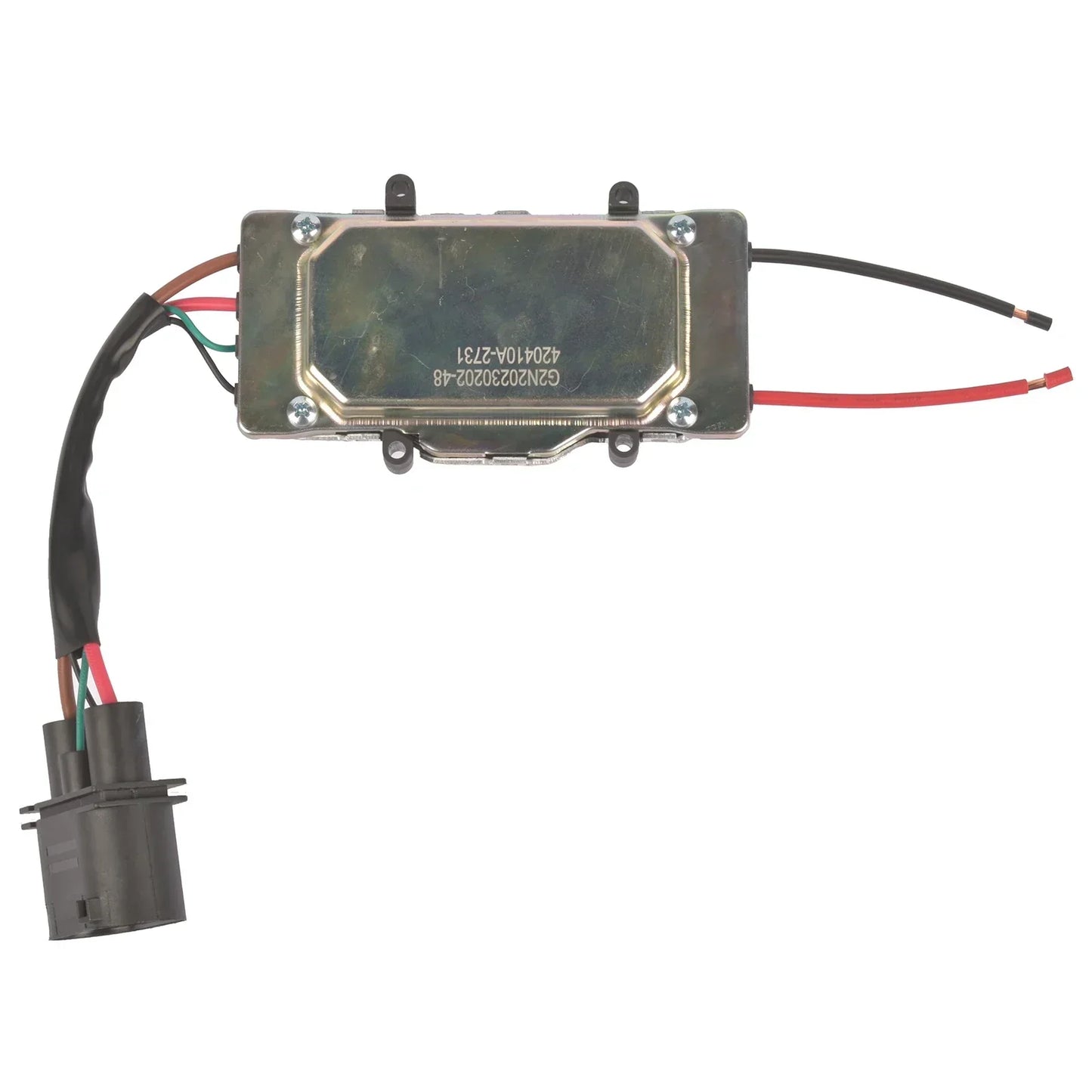 Metalowa prostokątna cewka zapłonowa reflektora z czarnym przewodem i szarym złączem do ap01 radiator fan control module audi a6 c6 4f0121003f 4f0121003j 4f0121003k 4f0121207j