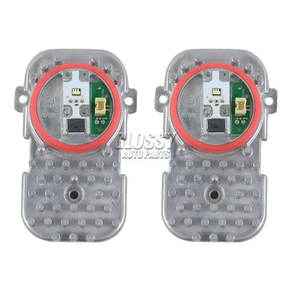 Srebrne moduły led do reflektora bmw f80 f32 f33 f36 z czerwonymi uszczelkami i zielonymi płytkami pcb