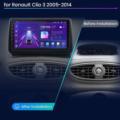 Najlepszy odtwarzacz multimedialny 2DIN Android Auto do Renault Clio 3 (2005 - 2014) z GPS i CarPlay - Multigenus