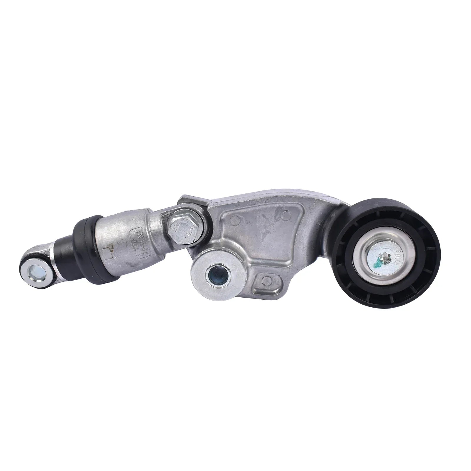 Srebrny metalowy idler pulley z czarnym gumowym prowadnikiem paska i gwintowaną śrubą do mazda cx-5 suv mazda mazda6