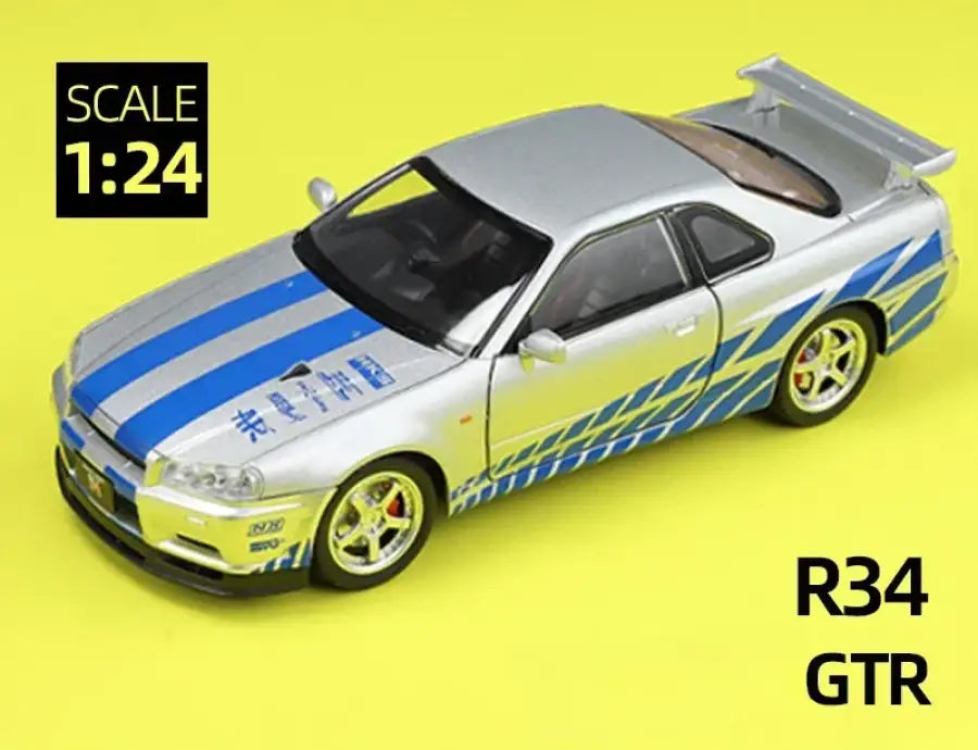Nissan GTR R34 JDM 1:24 – Metalowy Model Sportowy z Dźwiękiem i Światłem
