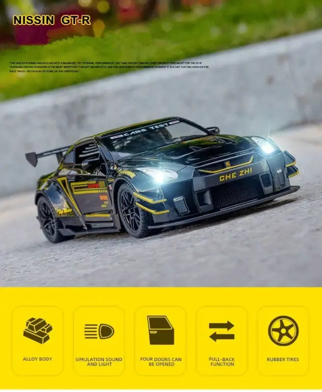 Nissan GTR R34/R35 Skyline Ares 1:24 – Metalowy Model Z Dźwiękiem i Światłem