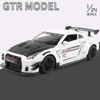 Nissan GTR R34/R35 Skyline Ares 1:24 – Metalowy Model Z Dźwiękiem i Światłem - Biały z pudełkiem