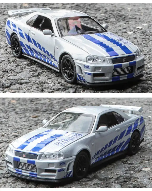 Nissan GTR34 Skyline 1:32 – Metalowy Model Wyścigowy z Dźwiękiem i Światłem
