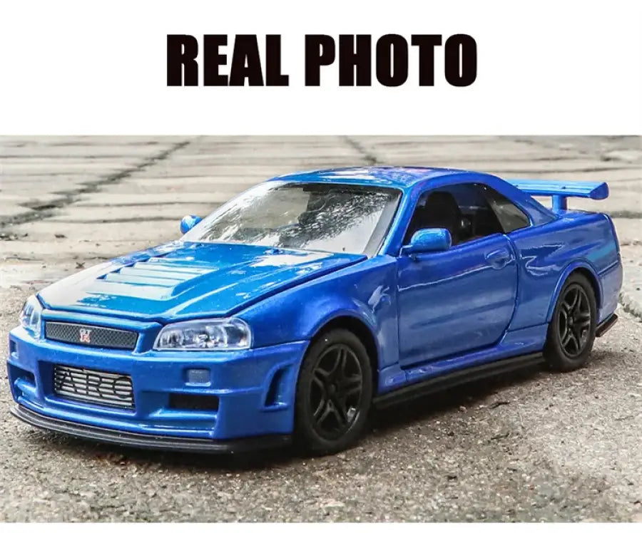 Nissan GTR R34 Skyline 1:32 – Metalowy Model Kolekcjonerski z Efektami Dźwiękowymi i Świetlnymi