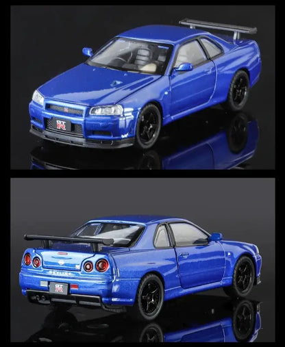 Nissan GTR R34 Skyline 1:32 Metalowy Model Supercar Z Efektami Dźwiękowymi I Świetlnymi