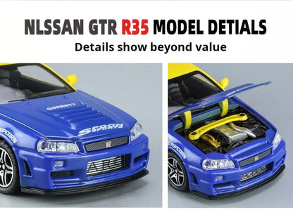 Nissan GTR34 Skyline 1:32 – Metalowy Model Wyścigowy z Dźwiękiem i Światłem