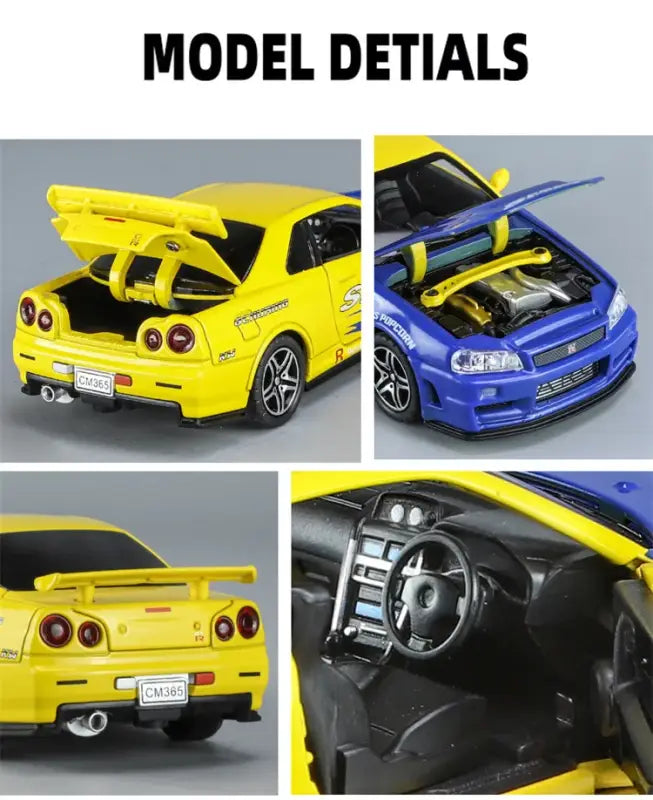 Nissan GTR R34 Skyline 1:32 – Metalowy Model Kolekcjonerski z Efektami Dźwiękowymi i Świetlnymi