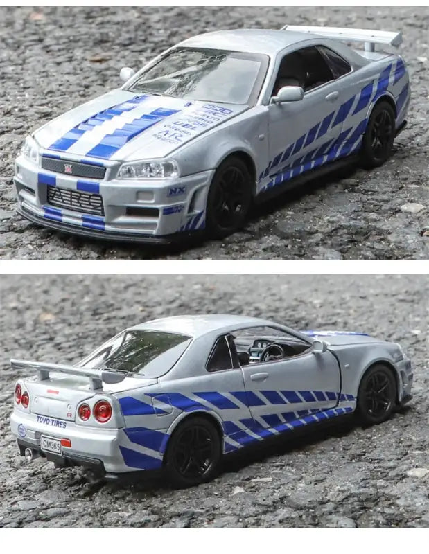 Nissan GTR R34 Skyline 1:32 – Metalowy Model Kolekcjonerski z Efektami Dźwiękowymi i Świetlnymi