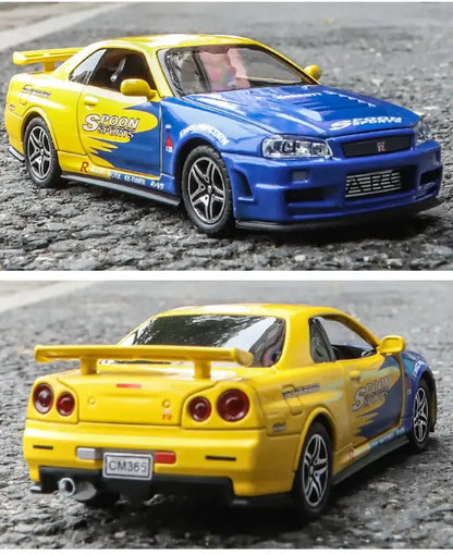 Nissan GTR34 Skyline 1:32 – Metalowy Model Wyścigowy z Dźwiękiem i Światłem