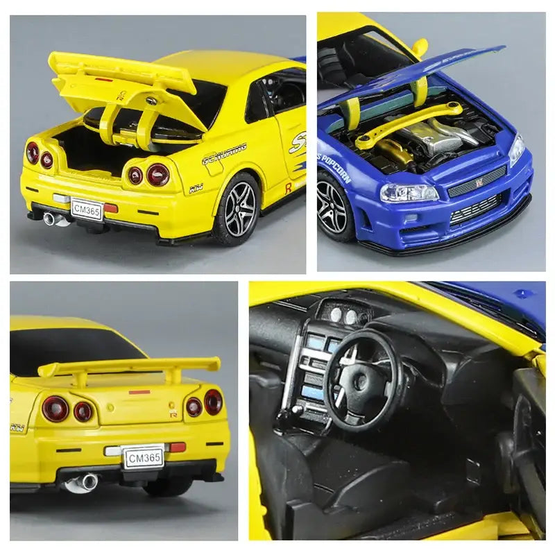 Nissan GTR R34 Skyline 1:32 – Metalowy Model Kolekcjonerski z Efektami Dźwiękowymi i Świetlnymi