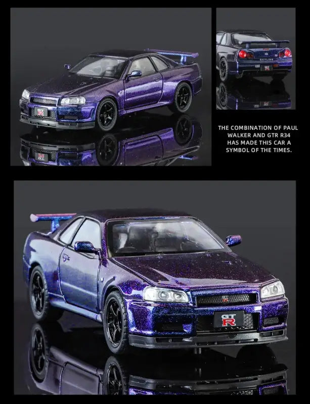 Nissan GTR R34 Skyline 1:32 Metalowy Model Supercar Z Efektami Dźwiękowymi I Świetlnymi