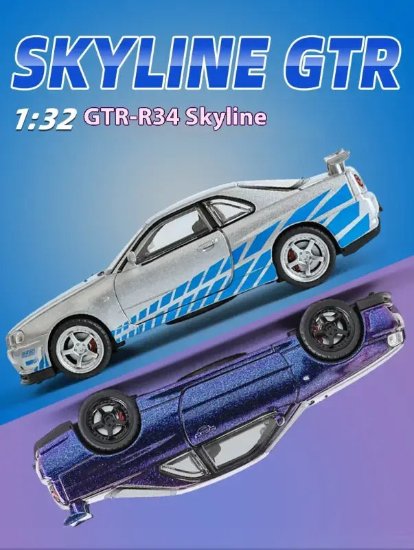 Nissan GTR R34 Skyline 1:32 Metalowy Model Supercar Z Efektami Dźwiękowymi I Świetlnymi