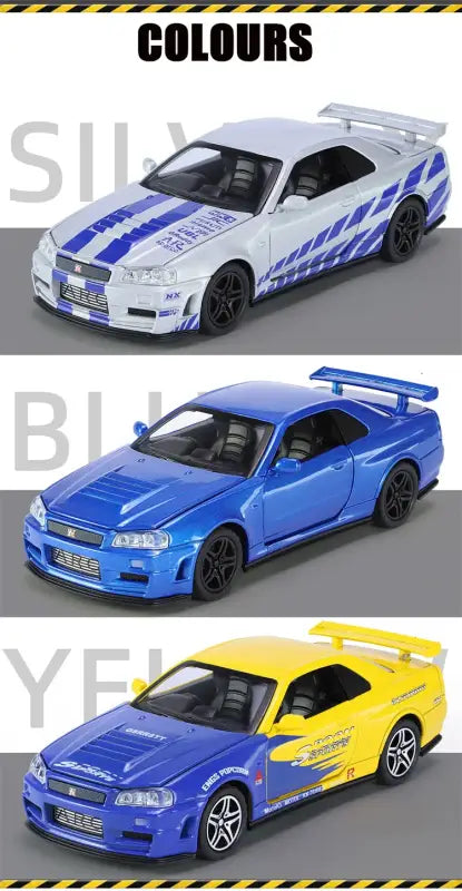 Nissan GTR R34 Skyline 1:32 – Metalowy Model Kolekcjonerski z Efektami Dźwiękowymi i Świetlnymi