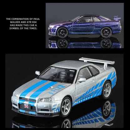 Nissan GTR R34 Skyline 1:32 Metalowy Model Supercar Z Efektami Dźwiękowymi I Świetlnymi