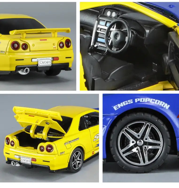 Nissan GTR34 Skyline 1:32 – Metalowy Model Wyścigowy z Dźwiękiem i Światłem