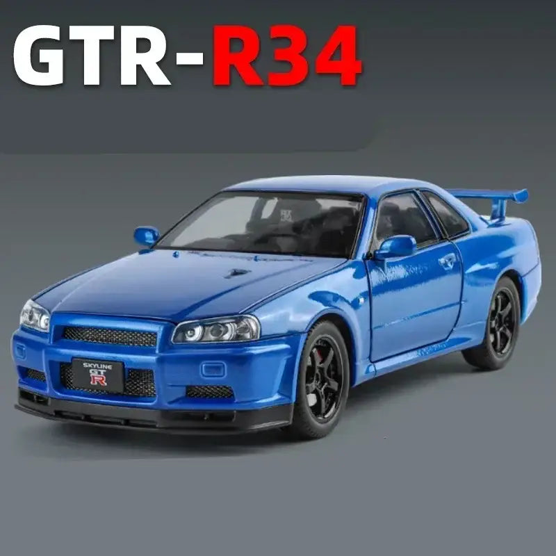Nissan Skyline GTR R34 1:24 – Metalowy Model Samochodu Z Dźwiękiem i Światłem Idealny Prezent - R34-Fioletowy