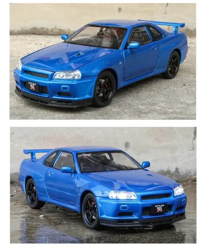 Nissan Skyline GTR R34 1:24 – Metalowy Model Samochodu Z Dźwiękiem i Światłem Idealny Prezent