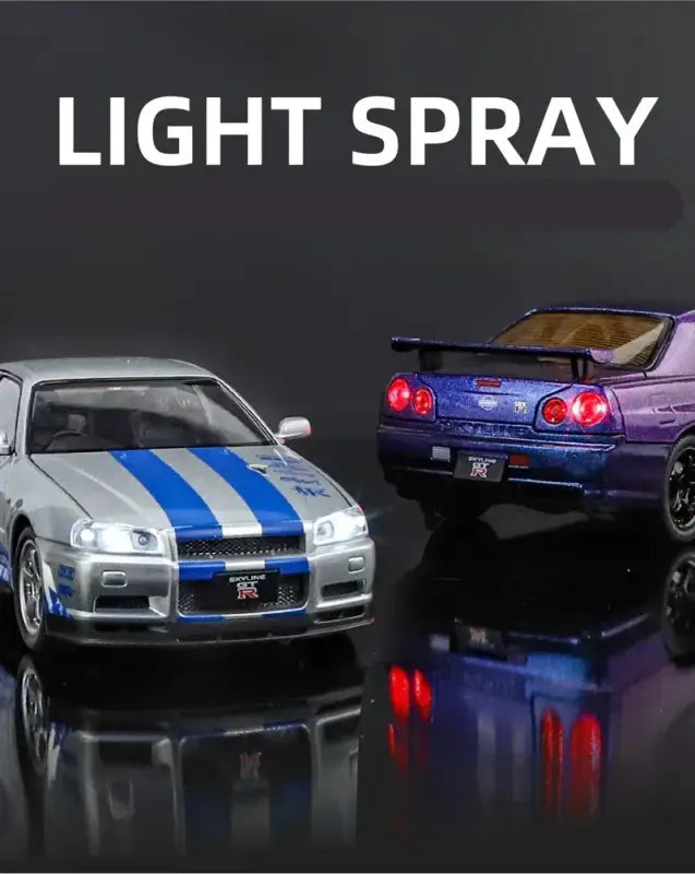 Nissan Skyline GTR R34 1:24 – Metalowy Model Samochodu Z Dźwiękiem i Światłem Idealny Prezent