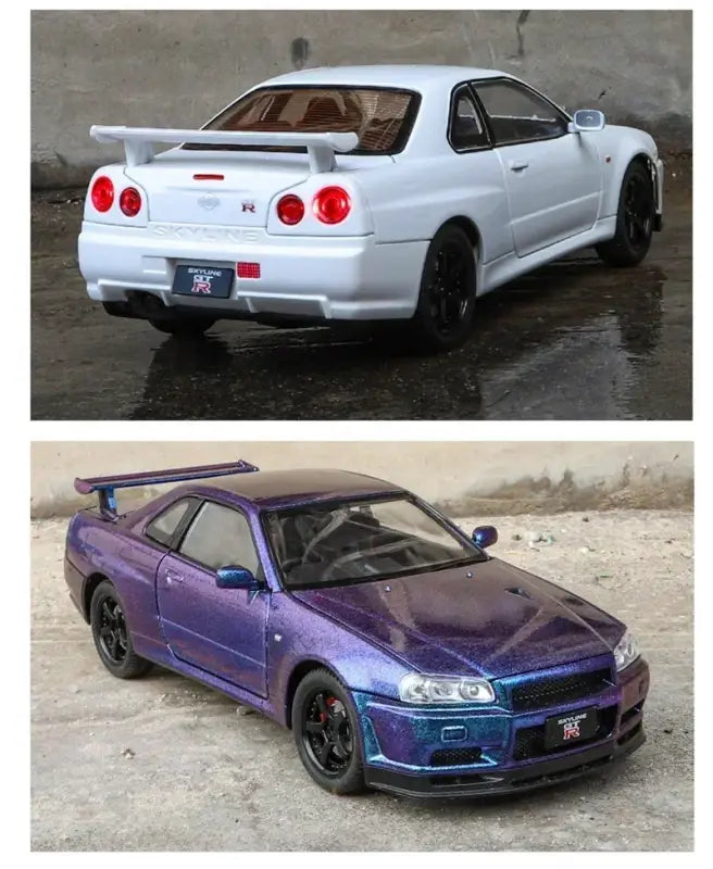 Nissan Skyline GTR R34 1:24 – Metalowy Model Samochodu Z Dźwiękiem i Światłem Idealny Prezent