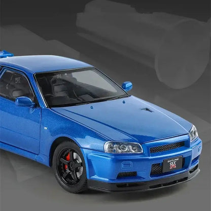 Nissan Skyline GTR R34 1:24 – Metalowy Model Samochodu Z Dźwiękiem i Światłem Idealny Prezent