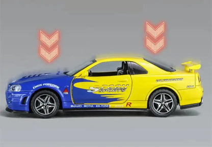 Skyline Ares GTR R34 1:32 – Metalowy Model Samochodu Wyścigowego z Efektami Dźwiękowymi i Świetlnymi