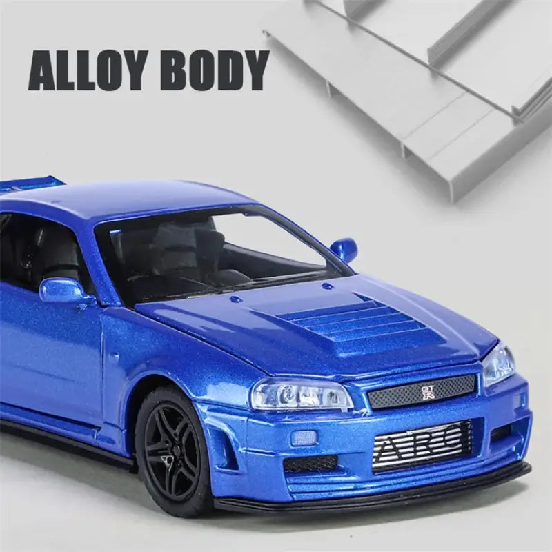Skyline Ares GTR R34 1:32 – Metalowy Model Samochodu Wyścigowego z Efektami Dźwiękowymi i Świetlnymi