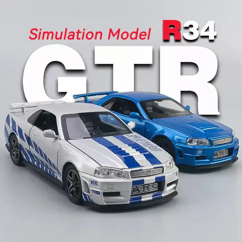 Skyline Ares GTR R34 1:32 – Metalowy Model Samochodu Wyścigowego z Efektami Dźwiękowymi i Świetlnymi