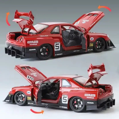 Nissan Skyline GTR-R34 S15 1:24 – Metalowy Model z Dźwiękiem i Światłem