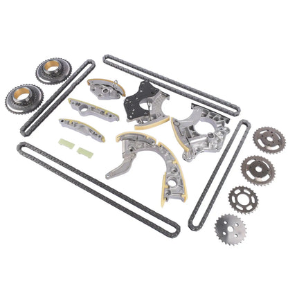 Srebrny metaliczny zestaw łańcucha rozrządu ap01 z czarnymi gumowymi ogniwami do audi a6 a8 q7 dohc 079109218r