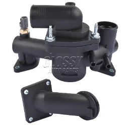 Czarna plastikowa pompa wody do samochodu z gwintowanymi złączami i mocowaniami do aj89485 aj87947 thermostat housing assembly