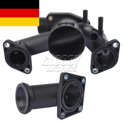 Czarna plastikowa obejma przewodu chłodnicy silnika z zintegrowanymi kołkami montażowymi i gwintowanymi portami do ap03 thermostat housing assembly aj89485 aj87947