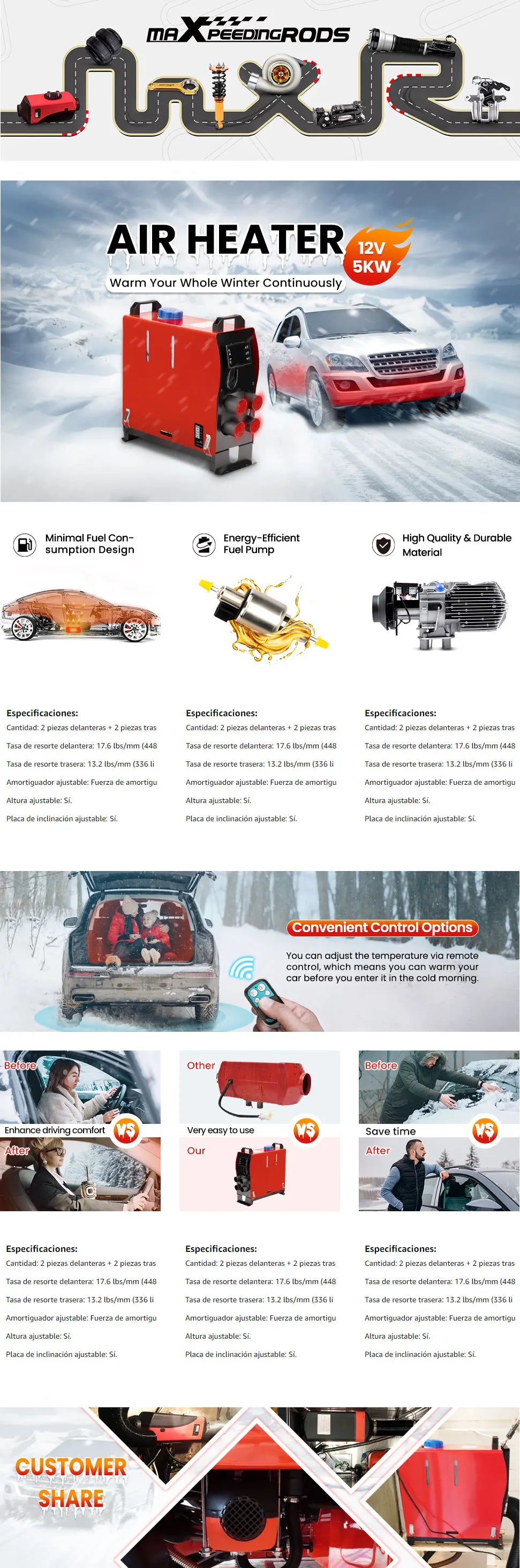 Ogrzewanie postojowe diesel 12 V 1–5 kW z LCD i pilotem