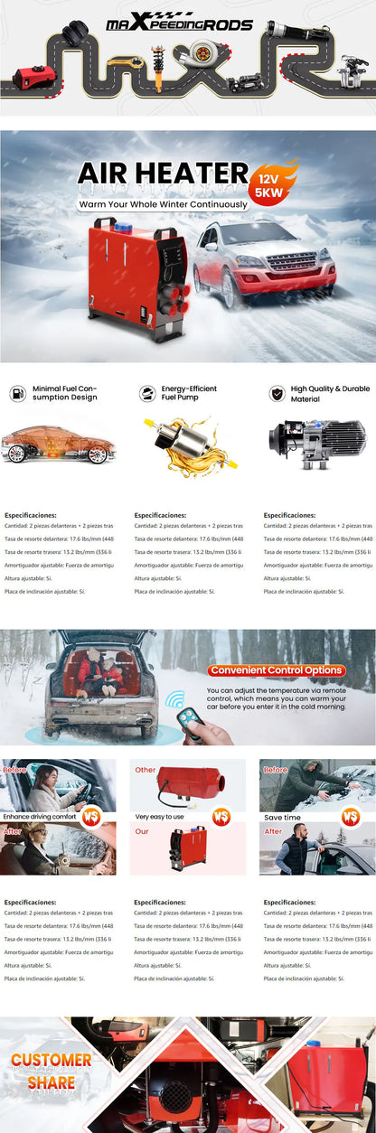 Ogrzewanie postojowe diesel 12 V 1–5 kW z LCD i pilotem