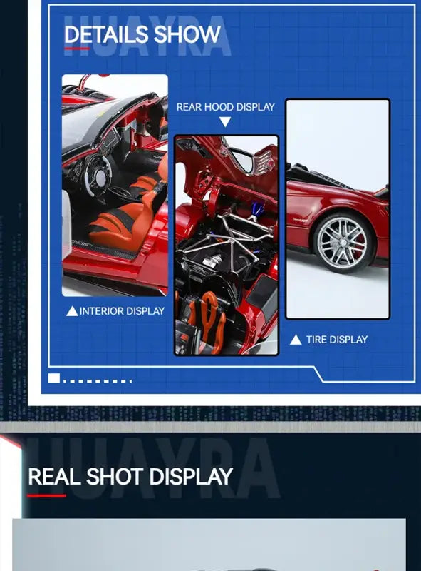 Pagani Huayra BC Blu Francia/Candy Blue 1:18 – Metalowy Model Samochodu z Akcentami Węglowymi | Kolekcjonerska Replika