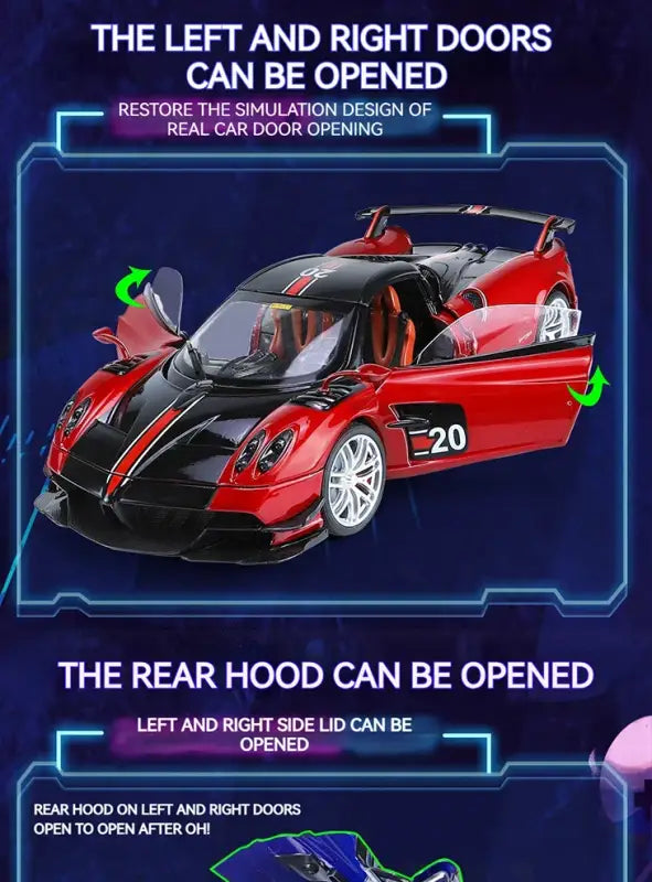Pagani Huayra BC Blu Francia/Candy Blue 1:18 – Metalowy Model Samochodu z Akcentami Węglowymi | Kolekcjonerska Replika