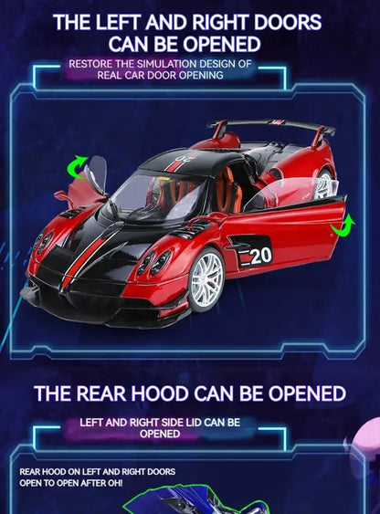 Pagani Huayra BC Blu Francia/Candy Blue 1:18 – Metalowy Model Samochodu z Akcentami Węglowymi | Kolekcjonerska Replika