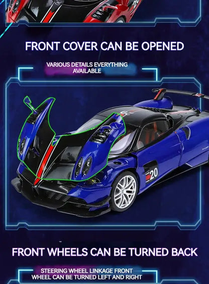 Pagani Huayra BC Blu Francia/Candy Blue 1:18 – Metalowy Model Samochodu z Akcentami Węglowymi | Kolekcjonerska Replika